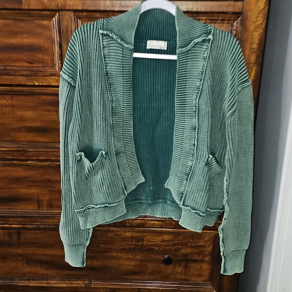 ZENANA Oversized Sweater Cardigan. Nwts Womens Sz Small. Hunter Green